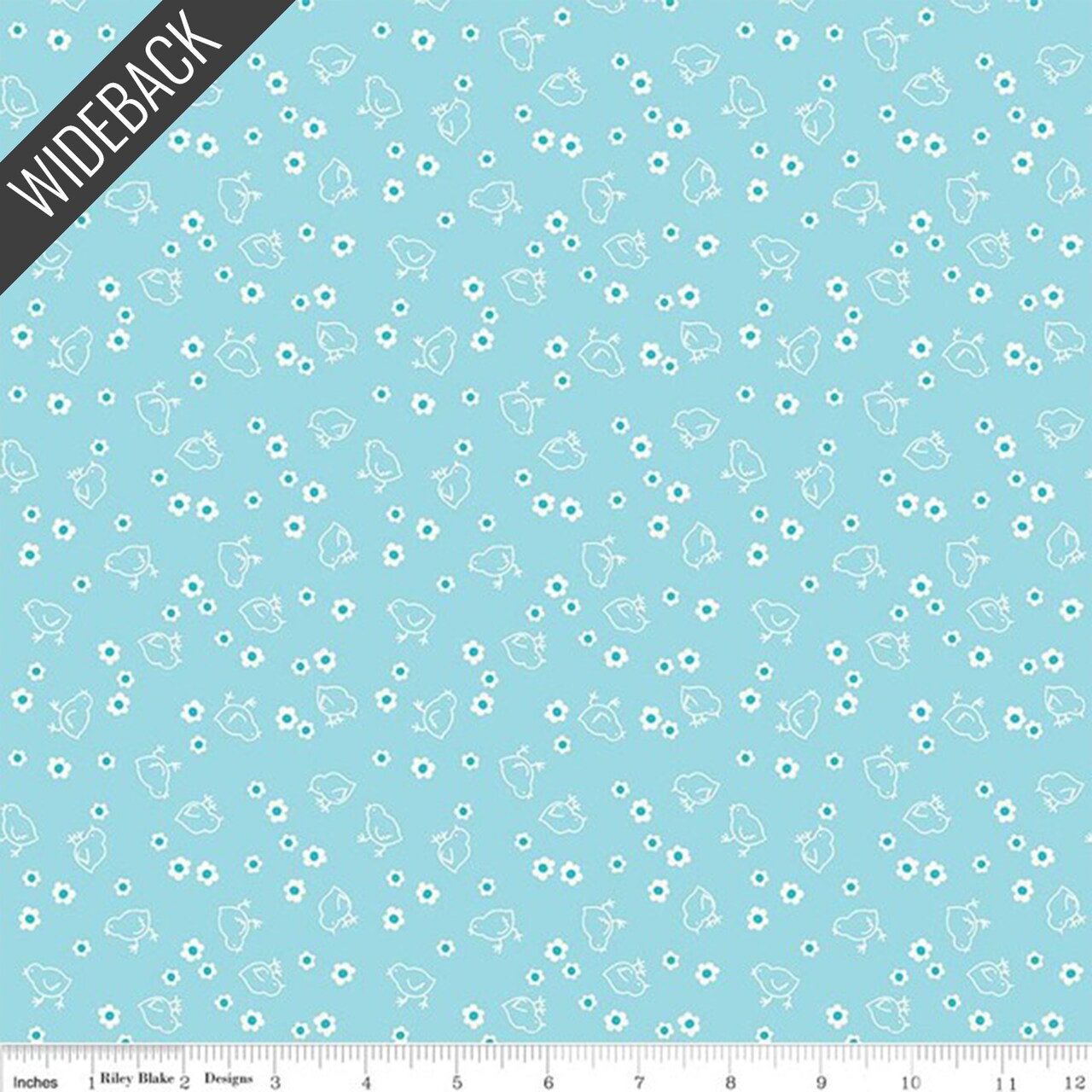 Chick Wideback (108 Inch) in Aqua (wb6423-aqua) | Bee Backgrounds | Lori Holt | Riley Blake